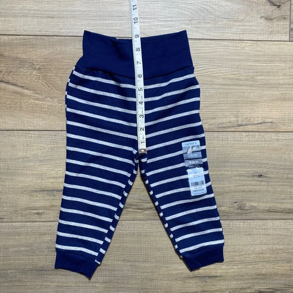 Carters Baby Boys Striped Pull On Pants Size 18‎ Months Navy Blue And Gray
